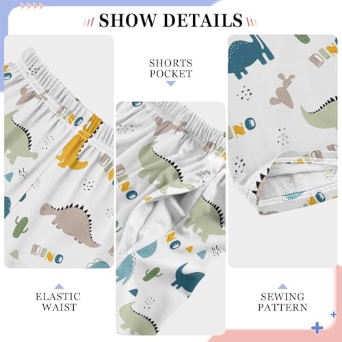 ZZXXB Dino Cacti Plant Boys Long Pants Soft Trousers Elastic Waist Kids Lounge Bottoms with Pockets S-XL4