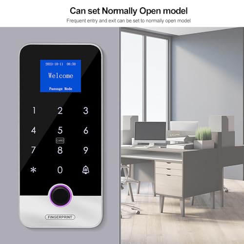 FUSYTULY Bluetooth Tuya RFID Zugangskontrolle Tastatur Biometrisches Fingerabdruck-System IP65 Wasserdicht 13.56MHz Zugangskontroller Touch Tastatur mit Bildschirm + 10pcs Schlüsselanhänger