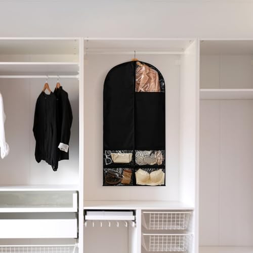 Homaisson 47-Inch Garment Bags Covers, 4 Pcs Black Garment Bag for Closet Storage and Travel, Suit Garment Bag for Men, Black Suit Cover Bags with Clear Window for Coats, Jackets, Shirts2