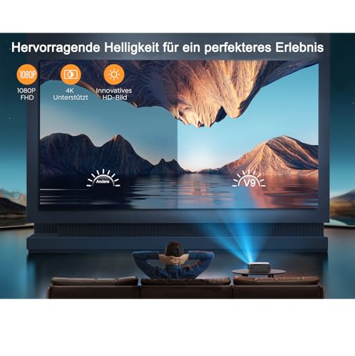 YABER Beamer Heimkino Projektor, 1080P Full HD Unterstützt 4K, Auto Focus & Keystone Korrektur...