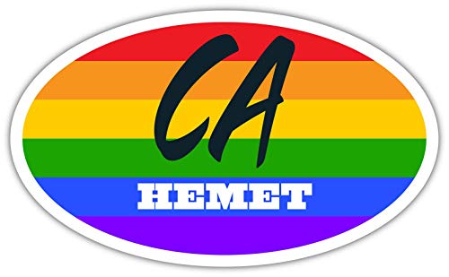 Hemet CA California Riverside County Rainbow Pride Flag 6 Stripes Pride Flag Euro Decal Bumper Sticker 3M Vinyl 3