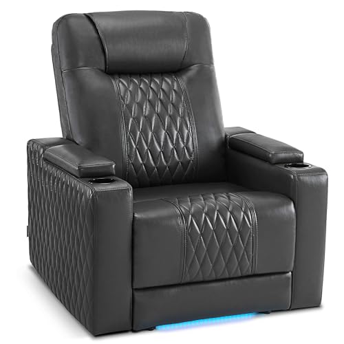 MCombo Adjustable Power Recliner Chair with USB & LED Light - Grey Faux Leather