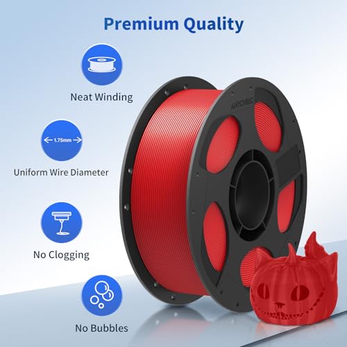 Image of ANYCUBIC PLA 3D Printer Filament, 3D Printing PLA Filament 1.75mm Dimensional Accuracy + /- 0.02mm, 1KG Reusable Spool (2.2 lbs), Red