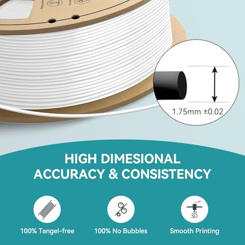 Image of SUNLU Official Elite PETG Filament 1.75mm - 1kg(2.2lbs) Strong 3D Printer Filament, 1.75mm Dimensional Accuracy + /- 0.02mm, 320 Meters, White