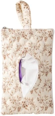 LQDXZQ Diaper and Wipes Pouch, Convenient Storage Solution for Diaper Changing Essentials, Compact Design with Dark Leaf Pattern, Made from Cotton Fabric