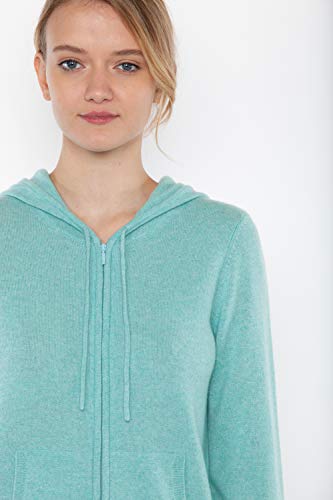 Image of JENNIE LIU Women's 100% Pure Cashmere Long Sleeve Zip Hoodie Cardigan Sweater