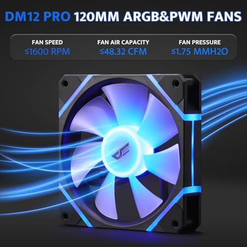 Image of darkFlash 3-Pack 120mm PC Case Fans with Controller Hub & Remote, PWM ARGB Sync, Addressable RGB Cooling Fans for Computer Case & High Airflow(DM12PRO) (Black)