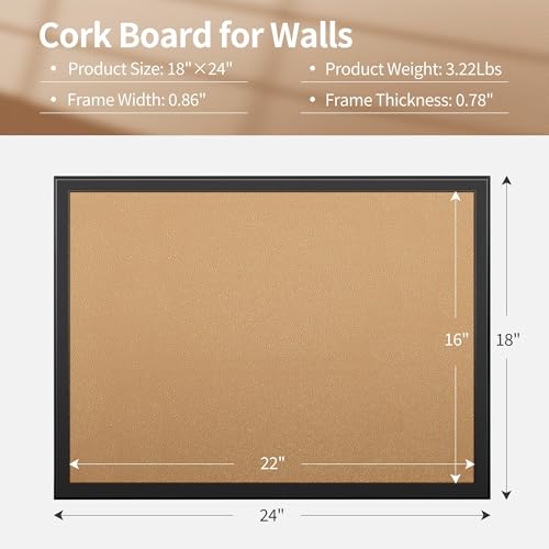 Tableau d'affichage en liège Orientools 24X18" cadre noir pour notes - 2