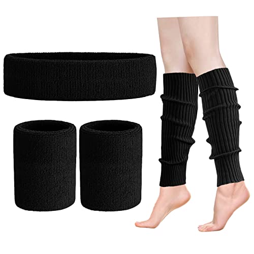 Image of ONUPGO Leg Warmers for Women 80s Sport Headband Wristbands Neon Leg Warmers Set - 80s Workout Clothes 90s Outfit for Women