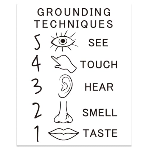 arricraft 1 Pc Grounding Technique Mental Health Poster, 5 Senses Therapy Office Decor, Unframed, 20.5x25.4cm