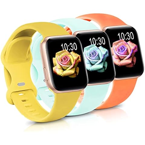 AMSKY 3 Pack Sport Band Compatible with Apple Watch Bands 38mm 40mm 41mm 42mm 44mm 45mm for Women Men, Soft Silicone Replacement Strap Wristbands Compatible with iWatch Series 7 6 5 4 3 2 1 SE Cover