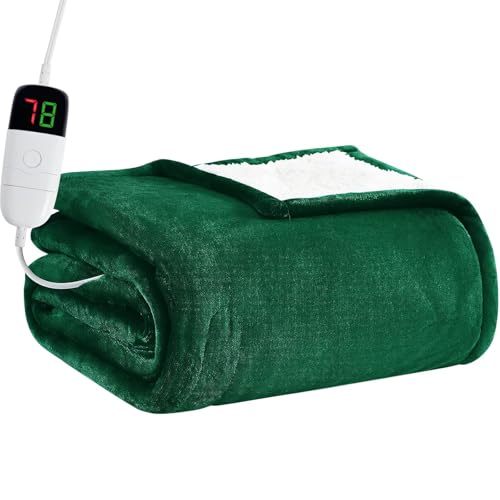 BOMOVA Heated Electric Blanket Twin - 62" x 84" Heating Blanket with 10 Heating Levels & 8 Hours Auto Off, Warm Flannel Blanket with Over-Heat Protection, for Women, ETL & FCC Certified