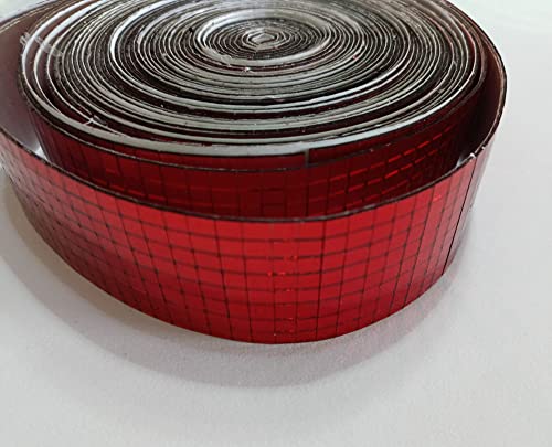 Azulejos de mosaico autoadhesivos espejo rojo de 1m para brillo festivo y manualidades DIY 5