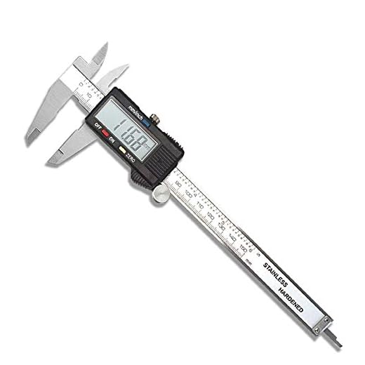 Yingm Praktisk Vernier Caliper elektronisk linjal med djup stång rostfritt stål digital Vernier digital skjutmått 0-150 mm lätt att läsa (färg: Silver, storlek: 0-150 mm)