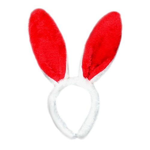 Kariwell Easter Gift, Easter Boys Girls Adult Hair Band Plush Rabbit Ear Headband Hair Band Hair Accessories (Red)