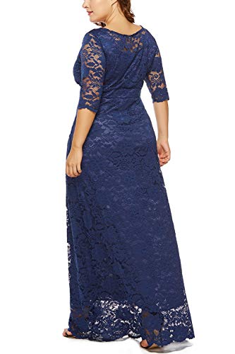 Image of Eternatastic Women's Floral Lace 2 /3 Sleeves Maxi Dress Plus Size Evening Party Dresses