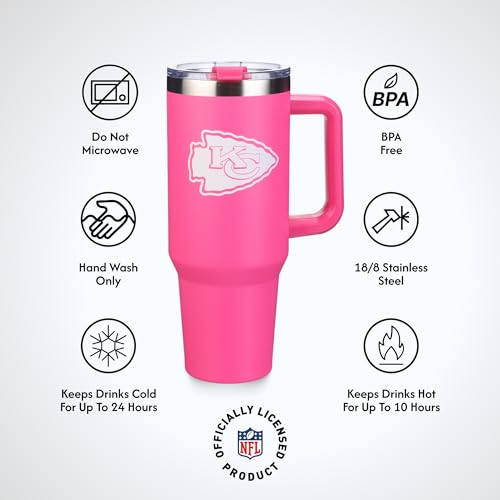 Image of The Memory Company Officially Licensed NFL - Kansas City Chiefs 40oz Pink Game Day Tumbler with Team Logo