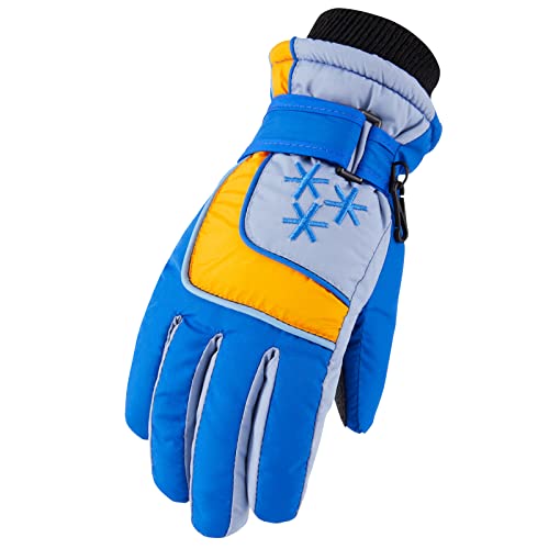 Hovkib Guantes de Esquí para Niños y Niñas Guantes de Invierno de Vellón Cálido Guantes de Nieve a Impermeables y Prueba de Viento Guantes de Ciclismo al Aire Libre 8-15 Años Cover