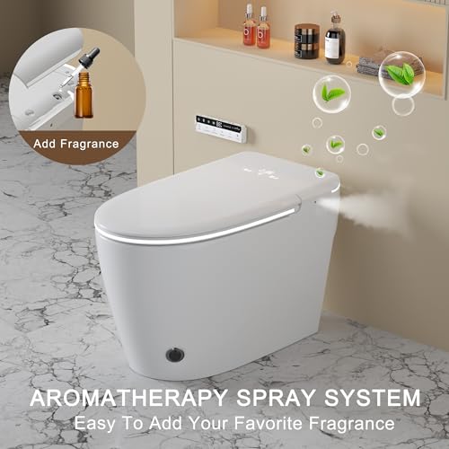 Image of Smart Toilet with Built-in Foam Shield,One Piece Tankless Toilet with Powerful Flush and Auto-Open /Close Lid,Instant Warm Water Sprayer and Dryer Bidet,for Luxury Bathroom