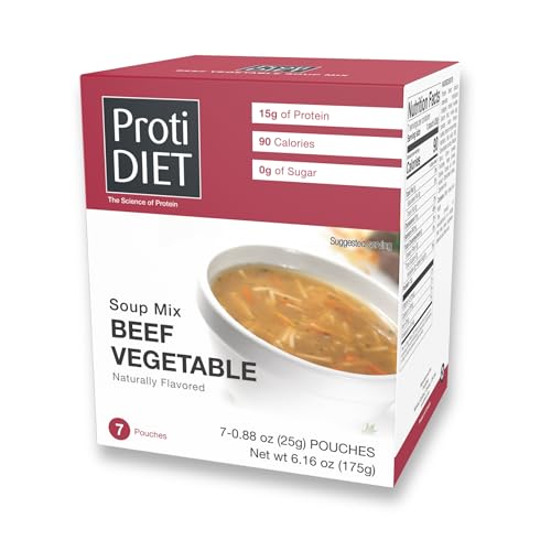 ProtiDIET High Protein Beef Vegetable Soup Mix, Low Calorie, No