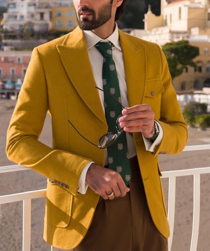 Men's Tweed Sport Jacket Wool Blend Slim Peaked Lapel Sports Blazer for Business,Wedding,Party Warm Norfolk Jacket3