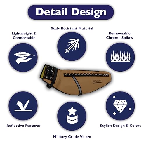 CoyoteVest Dog Harness Protection Vest, Reflective Dog Accessories with Spikes to Shield Your Pet from Raptor and Animal Attacks, Proudly Made in America (X-Small, Texas Tan)