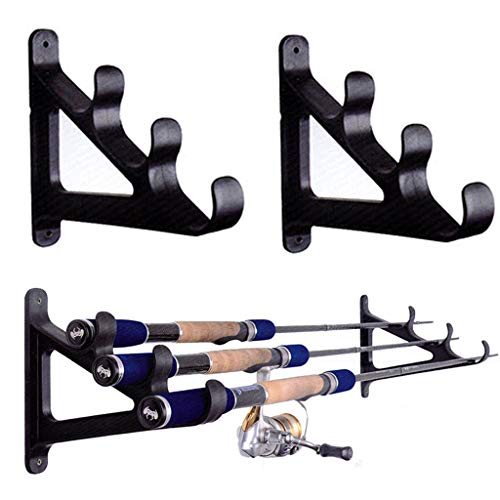 Bracket Ling AI DA MAI Soporte de Estante- (2 Piezas) Colgando caña de Pescar-3 Capas Pantalla de caña de Pescar Estante montado en la Pared Estante-Hardware fácil de Instalar (205 * 170MM)