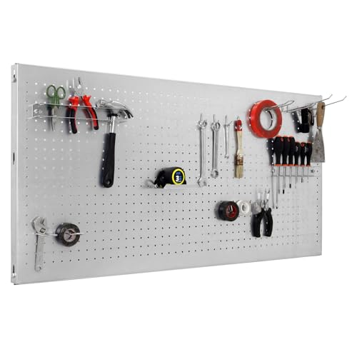 Simon Rack Panel Herramientas Pared, 600x1500 mm, Incluye 17 accesorios, Metal, Galvanizado   Panel Click