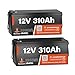 12V 310Ah LiFePO4 Lithium Battery 2PCS– Max. 3968Wh, 15000+ Deep Cycle Battery with 100A BMS, Low-Temp Cutoff | A+ Grade Cells for Marine, Trolling Motor, Off-Grid Home Energy Storage, Van Life