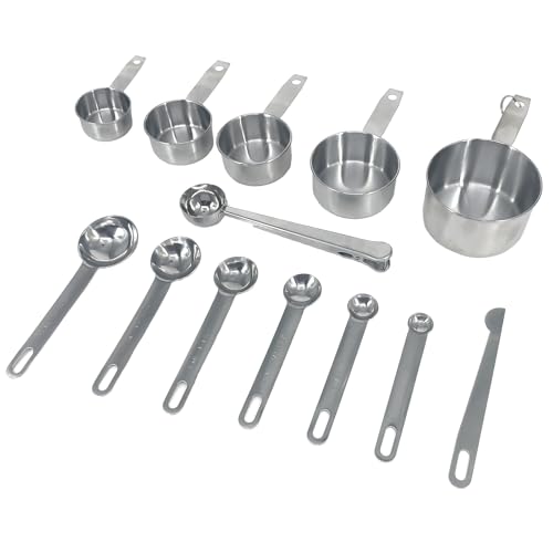 Stainless Steel Measuring Spoons and Cups Set with Clip set of 13, Including 5 Measuring Cups...
