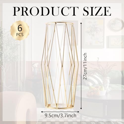 Hyuetrsa HYUETRSA-5 6 Pcs Metal Geometric Candle Holders Vases Gold thumb #1