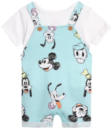 Image of Disney Baby Boys Shorts Set - 2 Piece Spiderman Mickey Mouse Cars Winnie the Pooh Shortall Romper Shirt Short Set (0-3M-24M)