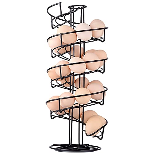 Toplife Spiral Egg Holder Storage for Kitchen Egg Helter Skelter Dispenser Rack Black