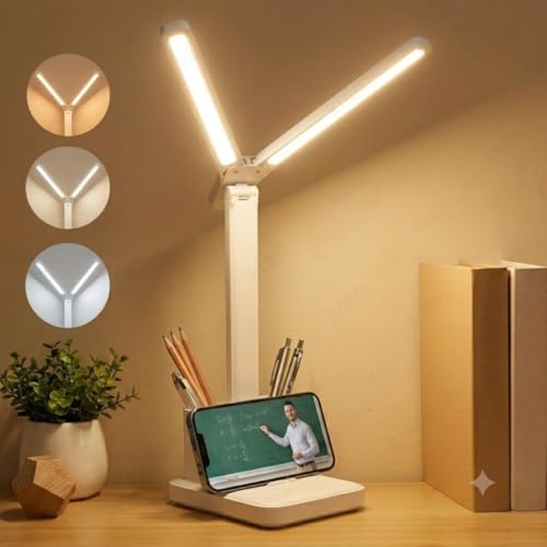 Image of Kian LED Desk Lamp with Pen & Phone Holder - USB Charging Study Lamp with Touch Sensor, Adjustable Brightness, Eye Protection & Foldable for Students, Reading & Office(Pack of 1) (Lamp 3)