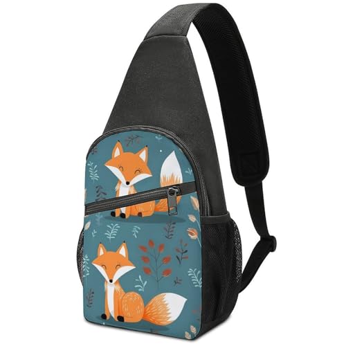 Bolso bandolera deportivo con patrón de zorro caricatura