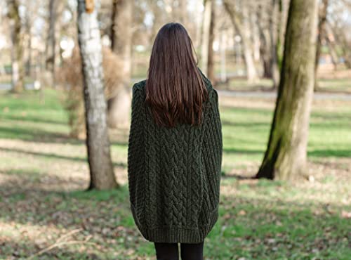 Image of SAOL 100% Merino Wool Cowl Neck Button Poncho for Ladies