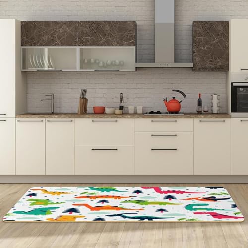 Alfombrillas de cocina de dinosaurio VAPOKF lavables y absorbentes pack de 2 3