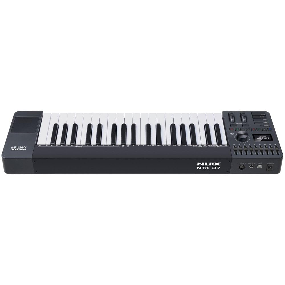 NU-X Teclado de control MIDI NTK-37 de 37 teclas, 3 octavas, controlador MIDI multifuncional compatible con escritorio | Cubase LE incluido, teclas semipesadas, ruedas de paso y modulación
