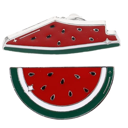Image of Watermelon Brooch Pin Palestine, 2pcs Watermelon Enamel Pin Palestine Brooch Pin Hawaiian Fruit Shaped Brooches Watermelon Badge Breastpin Jewelry for Summer Luau