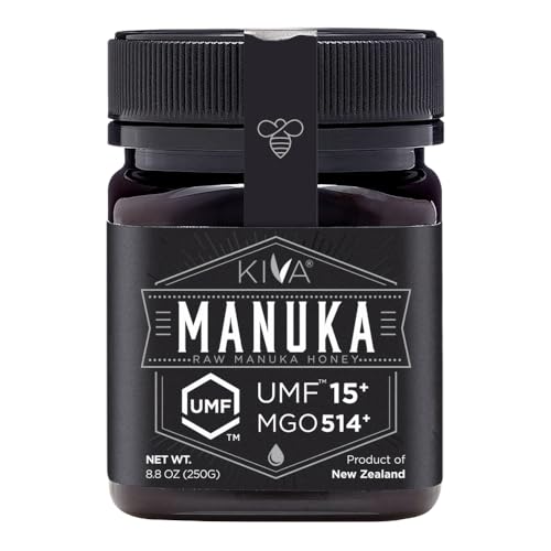 Kiva Raw Manuka Honey in jar on white background