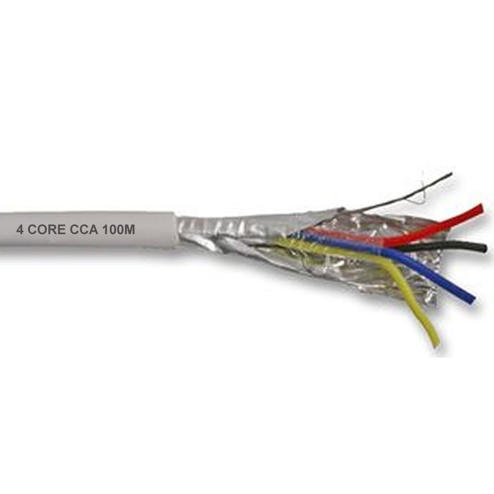 kenable Alarm Security Cable 4 Core Screened CCA White 100m | Tinned Copper Stranded Conductors | Low Voltage Signal Cable for Intruder Systems CCTV Intercoms