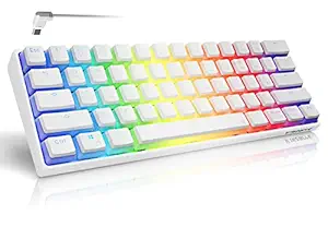 Tezarre TK61 60% Mechanical Gaming Keyboard with PBT Pudding Keycaps, 61 Keys RGB Backlit Wired USB Computer Keyboards Full Keys Programmable White (Gateron Optical Brown)