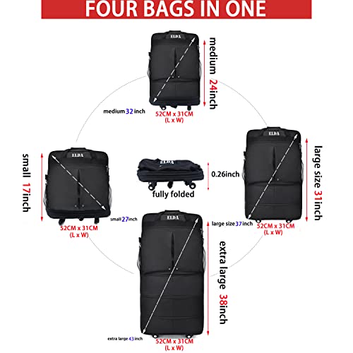 Elda Expandable Foldable Luggage Suitcase Rolling Duffel Bag Travel Bag For Men Women Lightweight Suitcase Large Capacity Luggage With Universal Spinner Wheels #TOP2