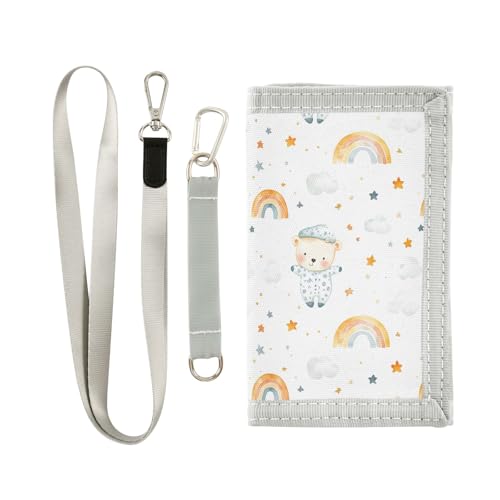 ALAZA Kids Wallets for Boys Girls Toddler Trifold Wallet Children Small Bear Rainbow with Zipper Coin Pocket