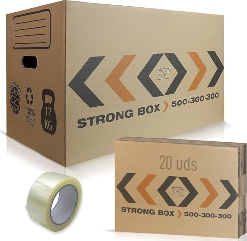 MARCPRINT Lot de 20 cartons de déménagement renforcés et résistants 50x30x30 cm Certifié FSC
