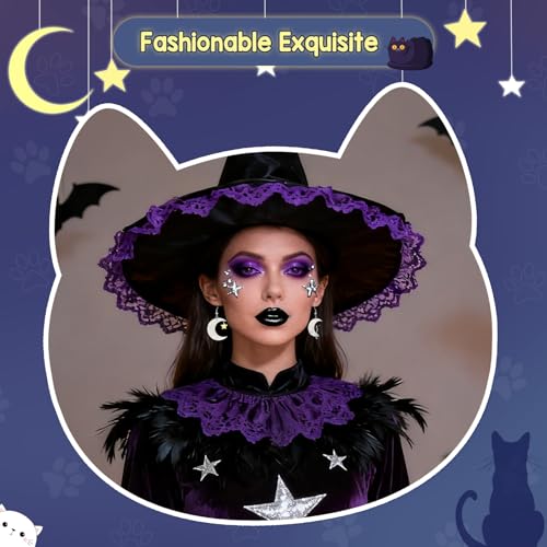 Joyline Gothic Halloween Earrings for Women Cute Black Cat Moon Star Acrylic Dangle Earrings Halloween Jewelry Gifts Party Outfit Accessories4