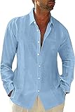 Camisa de manga corta Camisas de playa de lino Camisas de algodón de lino de guayabera for hombres Camisa casual con botones de manga larga Campamento cubano Camisa con cuello de playa Tops