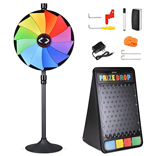 Winspin 24" Dual Use 12 Slots Prize Wheel Prize Drop Game Board Kit W/Led Light #TOP14