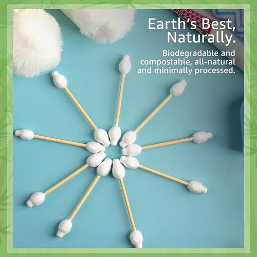 Jenvita 100% Bamboo Cotton Swabs for Ears (200-Pack) - Perfect for Baby & Personal Care | Double-Tipped Ear Swabs Cotton for Makeup & Cleaning | FSC Certified & Hypoallergenic, Made for All Ages & Pet