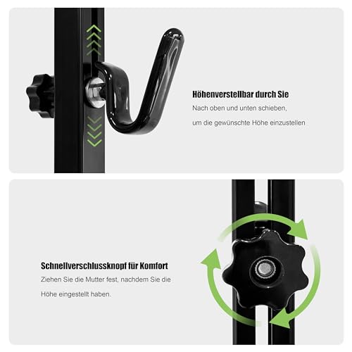 Mimoke verstellbarer Fahrradständer mit Gummihaken, robust und kratzfest. Platzsparendes Design für einfache Wartung und sicheres Parken (schwarz)